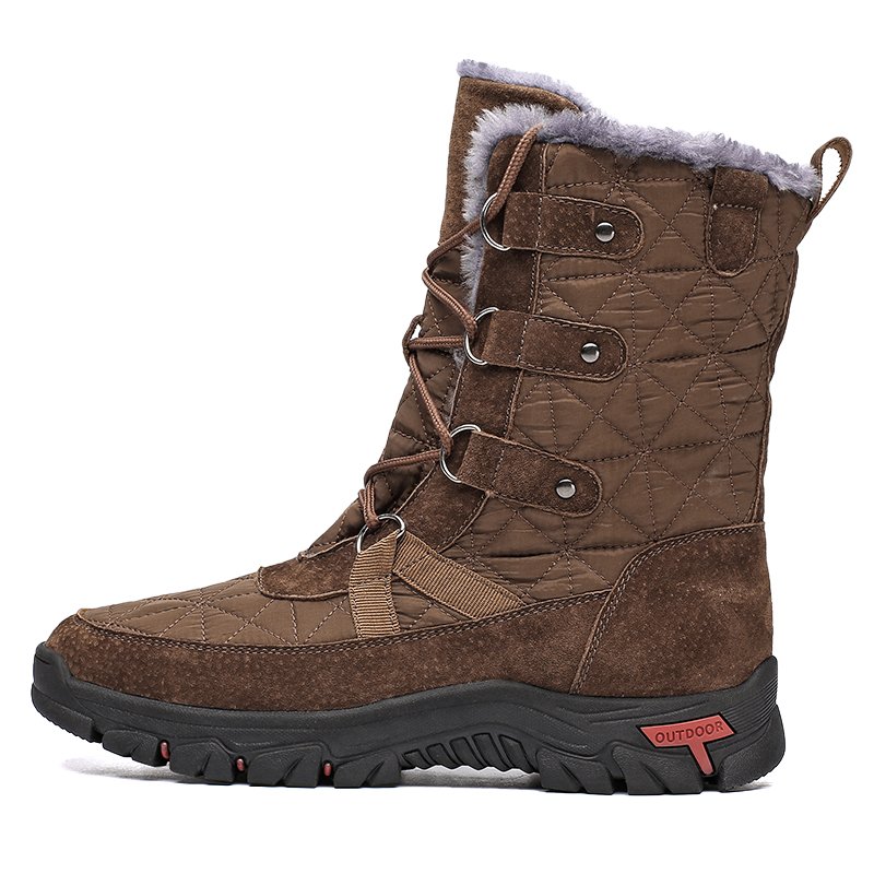 mens boots Oxford Soft Non slip men winter boots custom outdoor Plain ankle Fur Plush warm Leather snow boots for men
