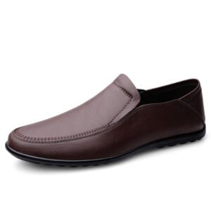 Men's Genuine Leather Shoes Waterproof Handmade Sewing Loafers Comfortable Casual Large Size Walking Shoes Driving Shoes