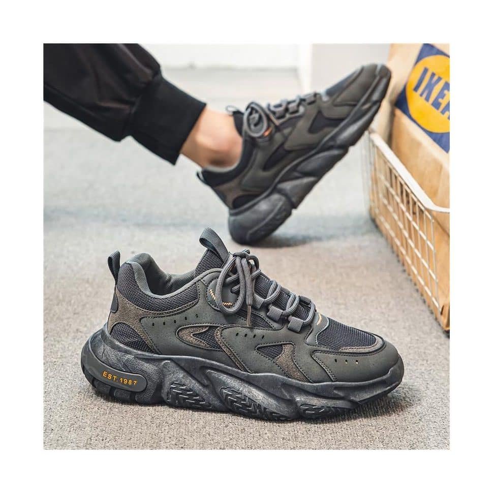 Men's shoes 2024 autumn new breathable mesh trend thick sole sports running shoes