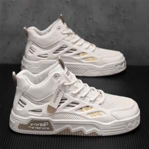 Men's Shoes High Top Board Shoes Autumn New Mesh Surface Breathable Casual Sports Shoes