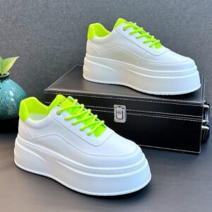 Mens Shoes Summer Breathable New Thick Soled Inner Height Increasing White Shoes Mens Trendy Versatile Casual Board Shoes Men