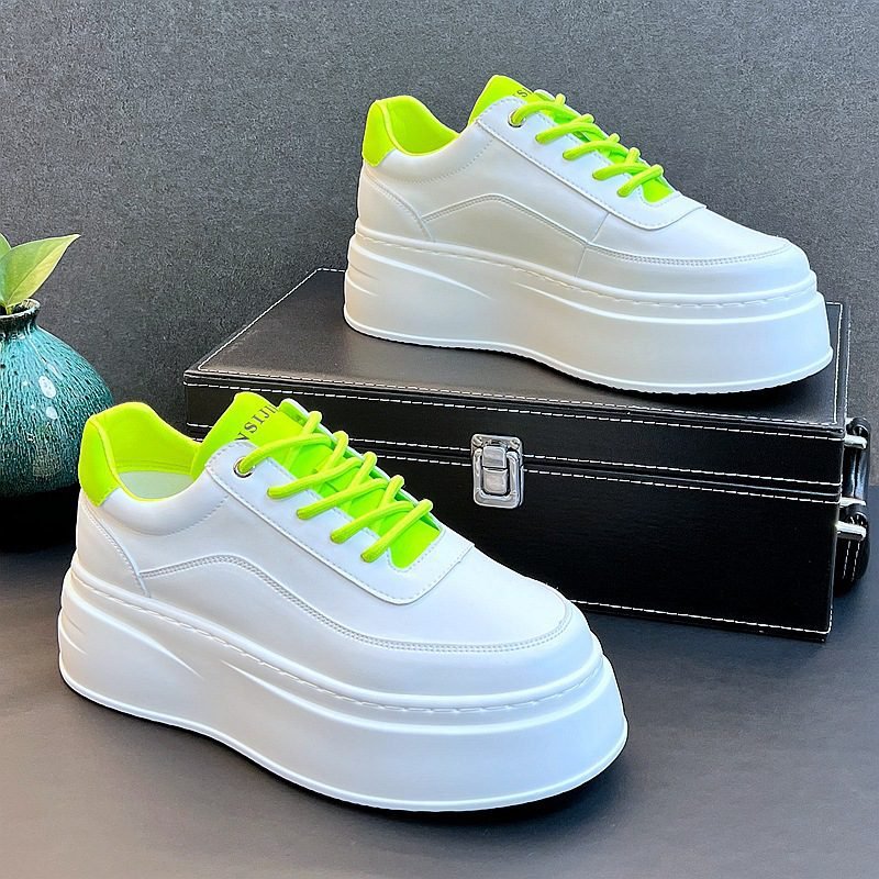 Mens Shoes Summer Breathable New Thick Soled Inner Height Increasing White Shoes Mens Trendy Versatile Casual Board Shoes Men