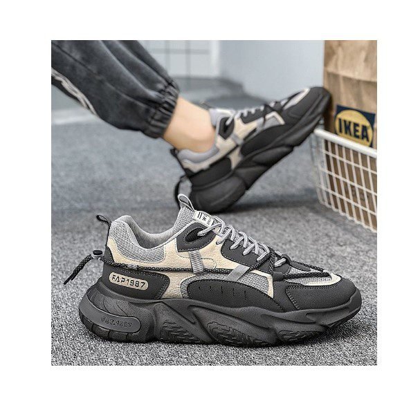 Men's shoes summer new breathable mesh sneakers men's trend all match inside height-raising leisure running shoes