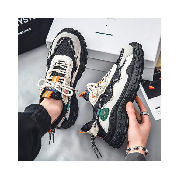 Men's shoes winter breathable mesh surface all sports leisure running thick tire daddy men's shoes
