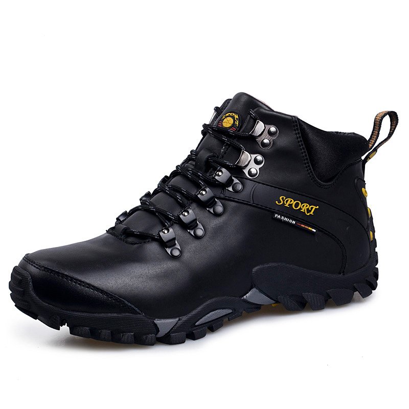 New Arrival High-top Add Velvet Keep Warm Men Anti Slip Waterproof Cow Genuine Leather Winter Snow Boots