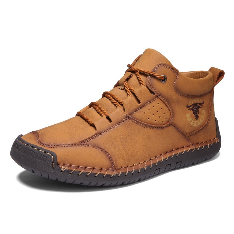 New Arrival Large Size Genuine Leather Handmade High Top Casual Leather Shoes
