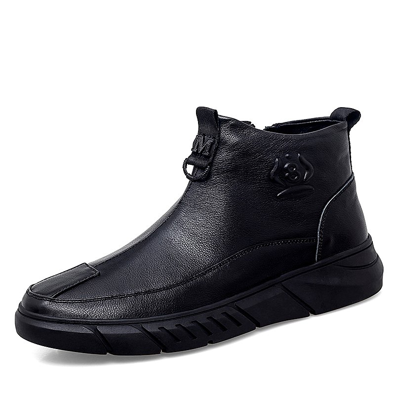New Arrival Men's Genuine Leather Boots Zipper Up Thermal Winter Boots Comfortable Trendy Casual Walking Shoes Driving Footwear