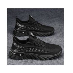 New Breathable Mesh Shoes Trend All Match Thick Soled Flying Woven Running Men's Shoes