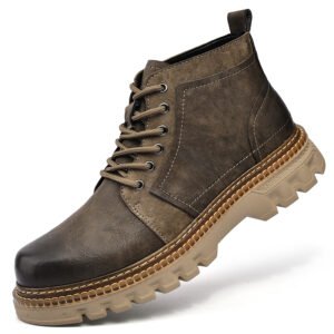 New Fashion Trendy Casual Men's British Genuine Leather High Top Soft Sole martin boots