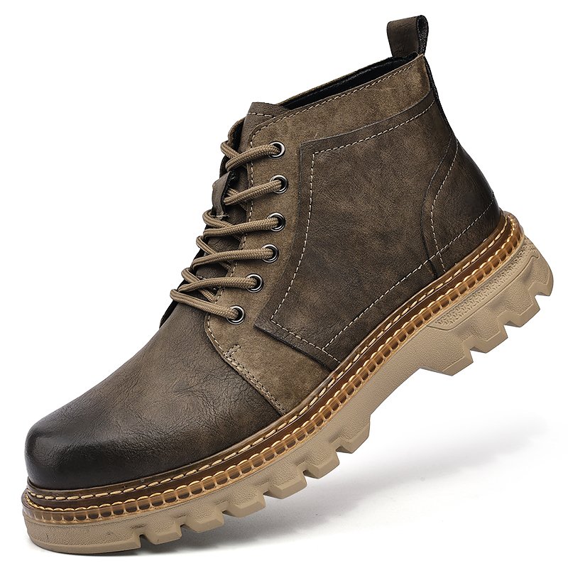 New Fashion Trendy Casual Men's British Genuine Leather High Top Soft Sole martin boots
