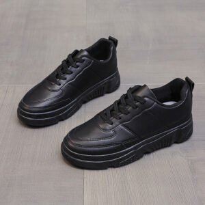 new high quality fashion leather waterproof women's solid color thick sole leisure sports single shoes