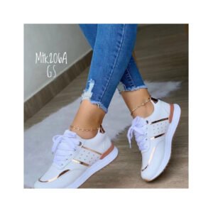 New large size casual sports shoes for women flying woven round head lace-up mesh ventilated daddy shoes