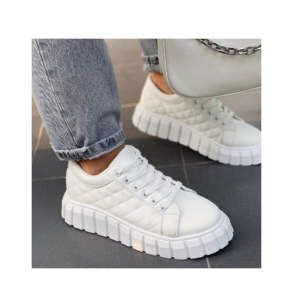 New Large Size Women's Shoes Flat Thick Leather Women's Shoes Casual Sports Shoes