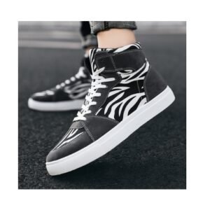 New summer men's shoes leopard print canvas shoes print high top shoes plus-size men's