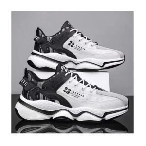 New trend youth student shoes thick soled leather top splicing sports running shoes