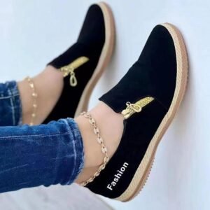 New women's durable casual comfortable solid color with side zipper muffin bottom hemp rope large size single shoes