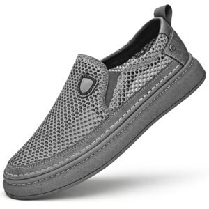 OEM Service In Ready Stock Genuine Leather Mesh Breathable Upper Men Summer Casual Loafers