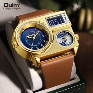 Oulm top brand watch for men Fashion Sports Wristwatch Luxury Watches men wrist leather strap Men Watch Gift reloj hombre