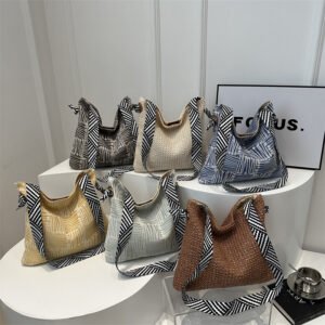 Popular Portable Hollow Woven Shoulder Bag Girl's Simple Eco Friendly Straw bags women handbags ladies