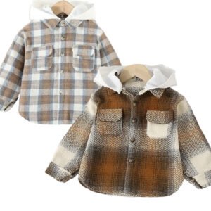 Q21014 Fall Winter Clothes Toddler Infant Long Sleeve Plaid Shirts Hoodie Jacket Baby Boy Girl T-Shirt Top hoodies