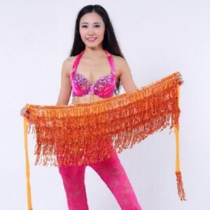 Q31056 78.80" Rave Skirt for Women Girls Sequins Fringe Skirt Tassel Hip Scarf Belly Dance Hip Skirt