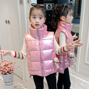 Q31108 fall winter boutiques thickened down cotton jacket Baby Girls boys sleeveless kids down vest coat