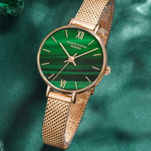 Retro Green Dial Quartz Ladies Watch Stainless Steel Mesh Waterproof Women's Bracelet Watches Luminous Wristwatch For Women