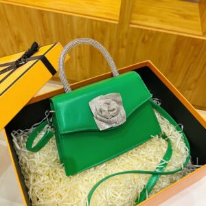 Rhinestone top handle diamond flower long strap shoulder bags ladies party purse for evening women's handbags