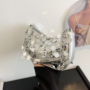 Sequined Retro Women's Small Square Shoulder Bags 2024 Fashionable Personality Ladies Messenger Bag For Texture Female Sac