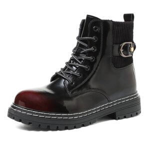 Seven Holes Unisex Martin Boots New Large Size 5-12 British Style High-top Leather Boots Wear-resistant Moto&Biker Boots for Men