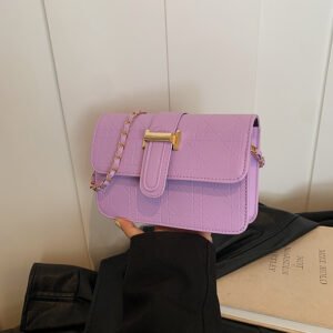 Simple fashion solid color 2024 new chain single shoulder crossbody portable small square bag