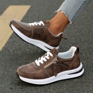 Single Shoe Women 2024 Fall New Big Size Flat Round Head Lace-up Women's Sneakers
