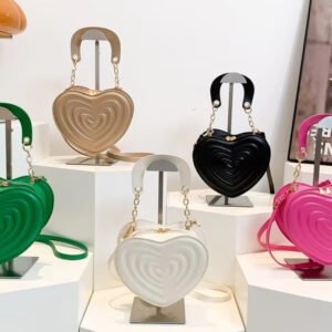Solid color 2024 summer new single shoulder bag heart bag leather bag for women