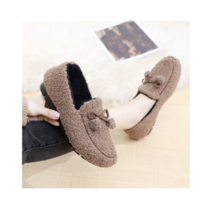 Spring and Winter Old Beijing New Plus Plush One Step Home Plush Shoes Versatile Warm Cotton Shoes