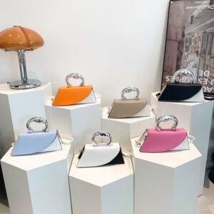 Square New Arrival Fashion Women's Hand Bags 2024 Shoulder Contrasting Color Metal Handle Crossbody Bag For Ladies