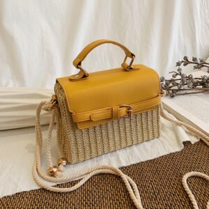Straw handbag square simple clutch shoulder bag women hand bag high quality Woven bag