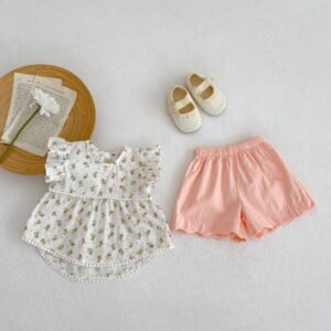 summer inewborn clothes Infant cotton floral top and shorts set baby Girl 2pcs clothing set