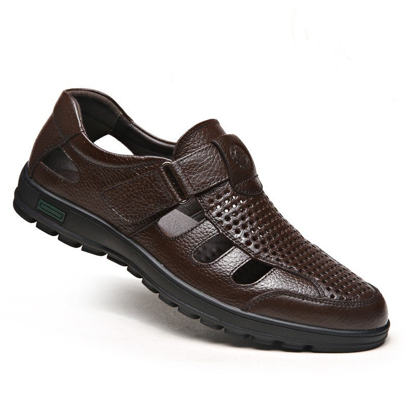 Summer Sandals Men New Genuine Leather Hollow Shoes Beach Style New Arrival Men Sandal