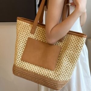 Summer Woven Handmade 2024 New Shoulder Large Capacity Bag Straw Woven Portable Leisure Tote Bag