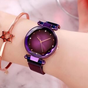Top Brand Starry Sky Watch For Women Rose Gold Magnet Quartz Wristwatch Ladies bracelet Watches+bracelet set relogio feminino