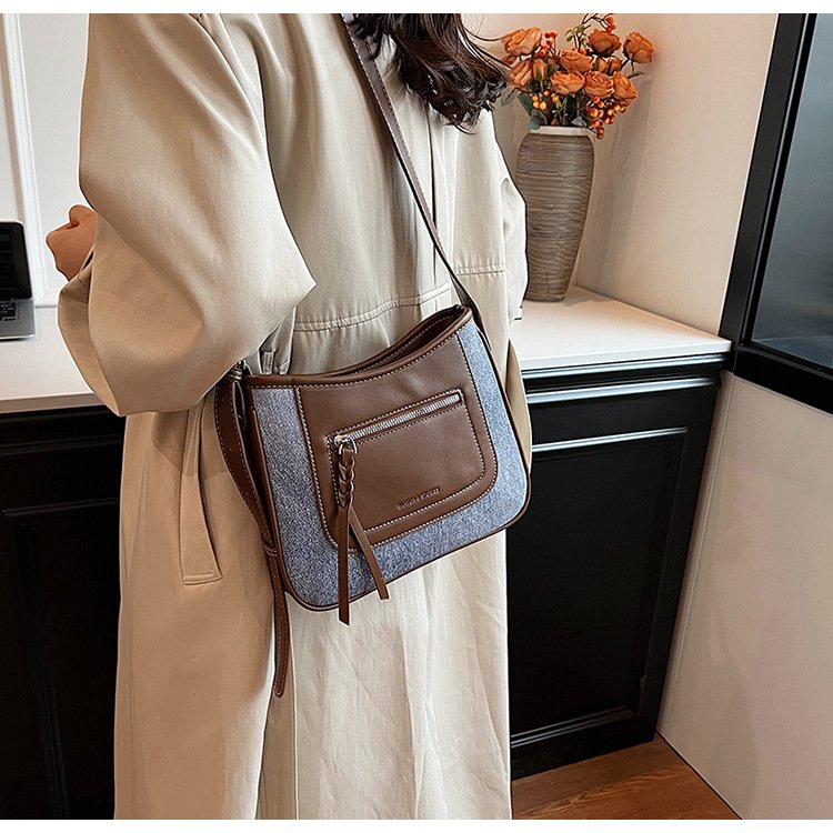 Vintage Denim Stitching Square bag For Women 2024 New Cross-border Autumn Senior Texture Shoulder Crossbody Women's Bag