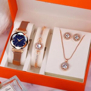 Watch With box jewelry set Luxury Diamond Bracelet Women Watches Quartz watches for girls magnet Stainless steel Band gift