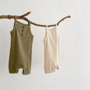 wholesale Baby Bodysuits Cotton solid Camisole Sleeveless chunky strap onesie Tank Top Clothes Outfit girl romper