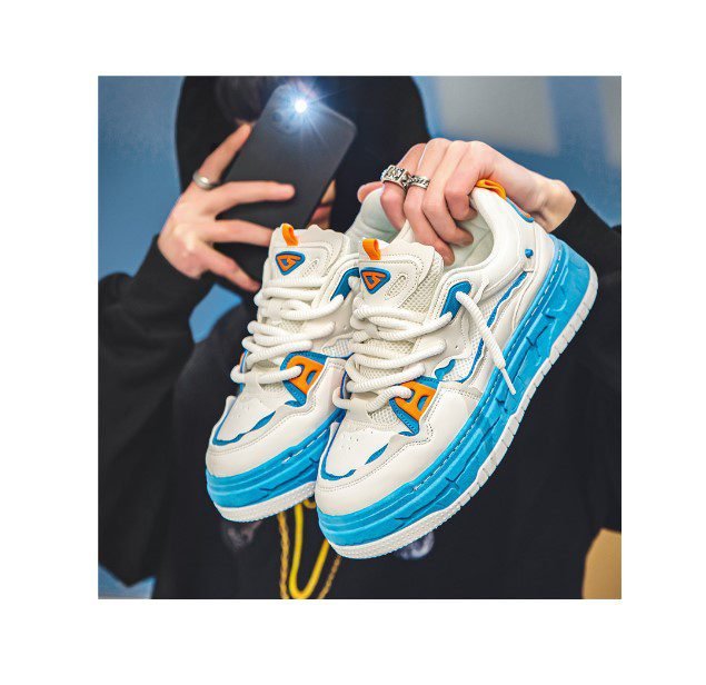 Wholesale Luxury Fashion Thick Outsole Men Casual Skateboard Shoes Mesh Breathable Shoes Sneaker For Men