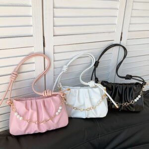 Wholesale Pearl Accessories PU Leather Women's Handbag 2024 Messenger Underarm Shoulder Bags