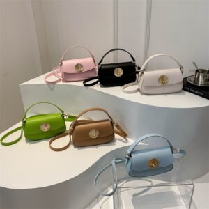 Wholesale PU Leather Saddle Handbags Simple Pure Color Underarm Bags Shoulder Bag for Ladies