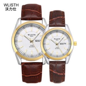 WLISTH Couple Watches Breathable Leather Band Fashion Waterproof Men Women Quartz Wristwatch Sets Lovers Gift Couples Pair Watch