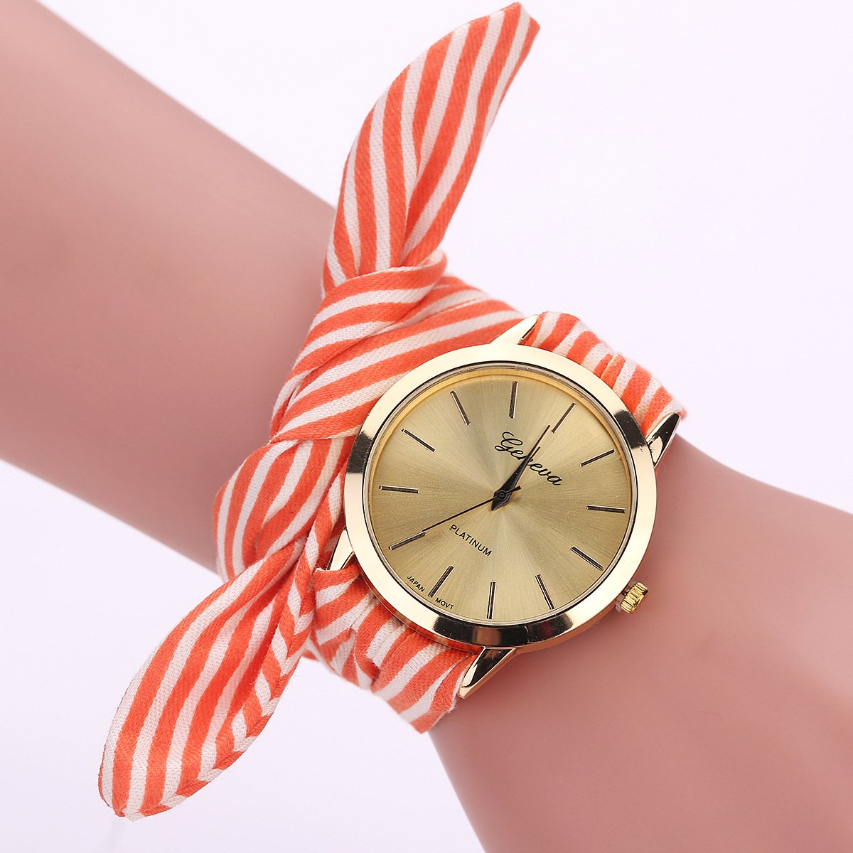 Women Stripe Floral Cloth Quartz watch women Wristwatches ladies Watches Jacquard Cloth Quartz Watch for girl Relogio Feminino