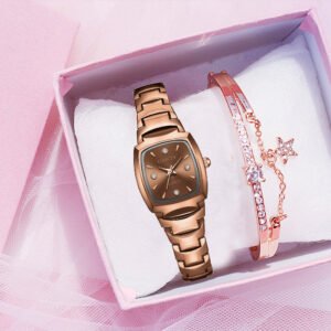 Women Watches set GAIETY Women Rectangle Dial Quartz Watch Female Luxury Rose Gold Bracelet Clock Ladies Steel Belt