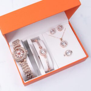 Women Watches with box Diamond Jewelry set Bracelet watch Gift Quartz watches for girls Stainless steel Band Best gift set